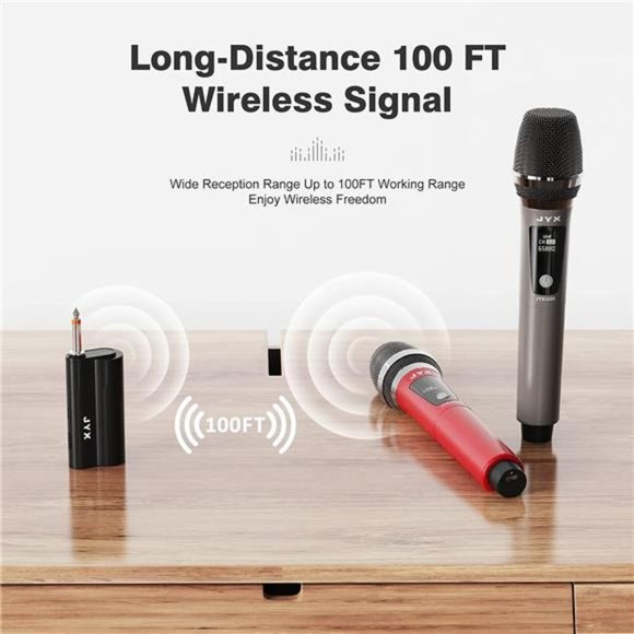 Wireless Microphone, Dual 2 UHF Cordless Mic System with Rechargeable Receiver - Picture 4 of 7
